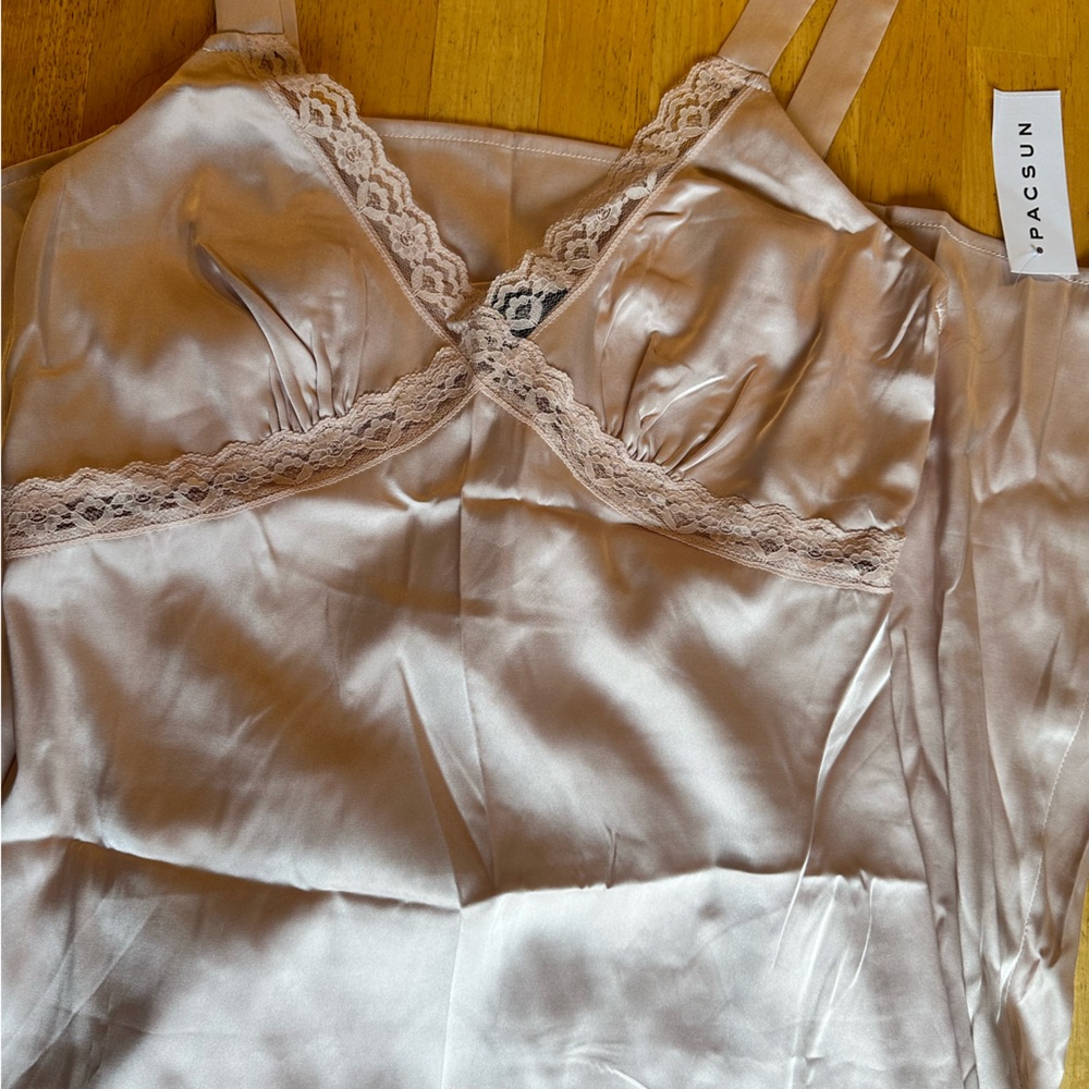 bnwt pacsun beverly and beck midi pink lace trim dress